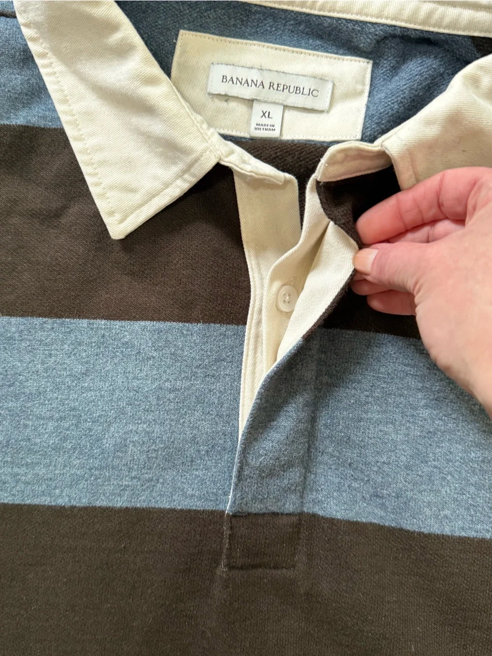 Banana Republic Men's Striped Brushed Rugby Shirt